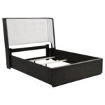 Coaster Fine Furniture Leandro Burnished Black Bedroom Set with Cream Upholstered Wingback Bed - Image 2