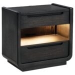 Coaster Fine Furniture Leandro Burnished Black Bedroom Set with Cream Upholstered Wingback Bed - Image 3