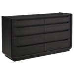Coaster Fine Furniture Leandro Burnished Black Bedroom Set with Cream Upholstered Wingback Bed - Image 4
