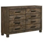 Coaster Fine Furniture Woodmont Bedroom Set – Rustic Golden Brown Wire-Brushed Hardwood with Storage Drawers & Bar Handles - Image 4