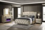 Coaster Fine Furniture Lorient Velvet Bedroom Set with LED Lighting and USB Charging - Image 3