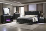 Coaster Fine Furniture Lorient Velvet Bedroom Set with LED Lighting and USB Charging - Image 2