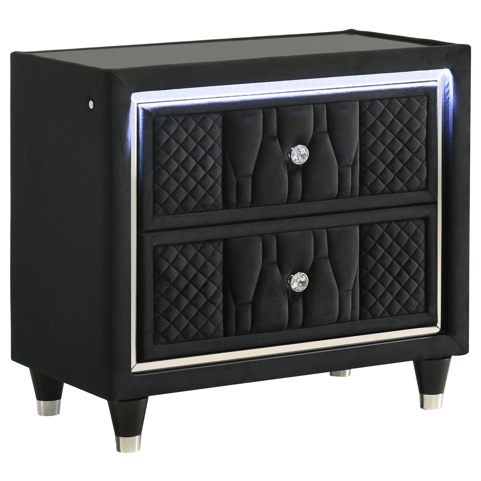 Coaster Lorient nightstand with crystal knobs and acrylic legs