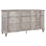 Coaster Fine Furniture Evangeline Bedroom Set – Glam Silver Oak Finish, Double Arch Tufted Headboard, USB Nightstand & Felt-Lined Drawers - Image 4