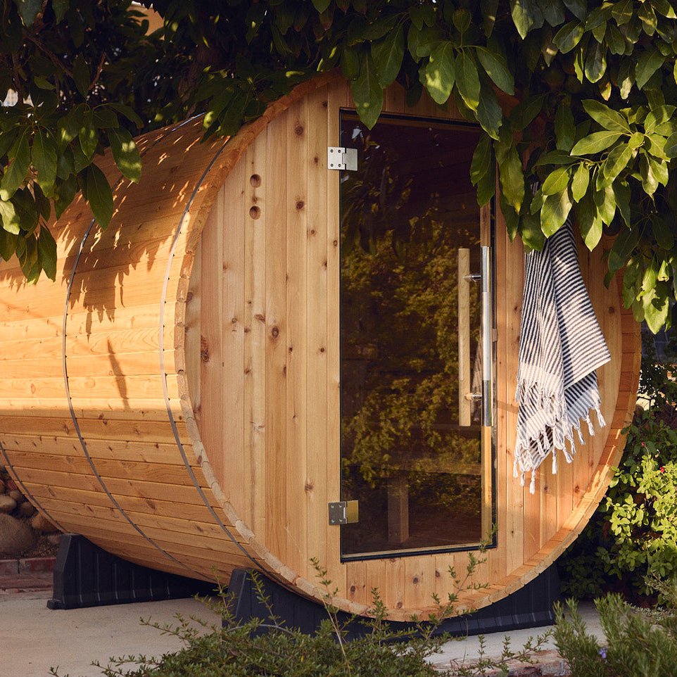 Almost_Heaven_Saunas_Pinnacle_Kyle_MacLennan_1 Pinnacle 4 Person Barrel Sauna - Image 1
