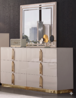McFerran Home Furnishing B2001 Modern White & Gold Frame Bedroom Set - Image 2