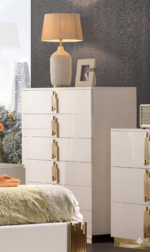 McFerran Home Furnishing B2001 Modern White & Gold Frame Bedroom Set - Image 3