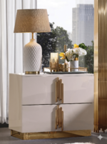 McFerran Home Furnishing B2001 Modern White & Gold Frame Bedroom Set - Image 5