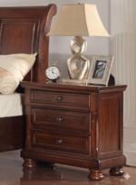 McFerran B608 Storage Sleigh Bedroom Set in Cherry - 2-Drawer Footboard and Bun Feet - Image 5