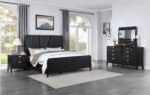 Coaster Fine Furniture Brookmead Modern Bedroom Furniture Set – Wire-Brushed Finish with Fluted Texturing, Golden Demi-Lune Handles, and English Dovetail Craftsmanship
