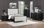 Coaster Fine Furniture Brookmead Modern Bedroom Furniture Set – Wire-Brushed Finish with Fluted Texturing, Golden Demi-Lune Handles, and English Dovetail Craftsmanship - Image 2