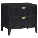 Coaster Fine Furniture Brookmead Modern Bedroom Furniture Set – Wire-Brushed Finish with Fluted Texturing, Golden Demi-Lune Handles, and English Dovetail Craftsmanship - Image 4