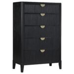 Coaster Fine Furniture Brookmead Modern Bedroom Furniture Set – Wire-Brushed Finish with Fluted Texturing, Golden Demi-Lune Handles, and English Dovetail Craftsmanship - Image 9