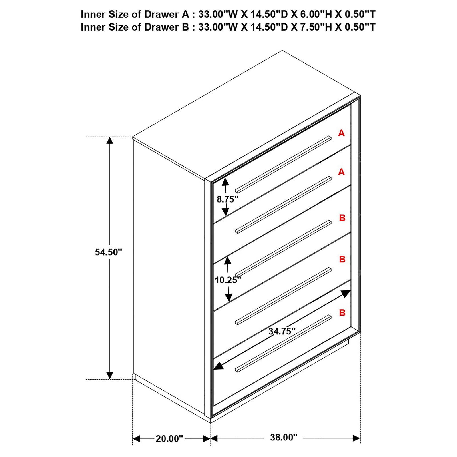 Chest dimension diagram