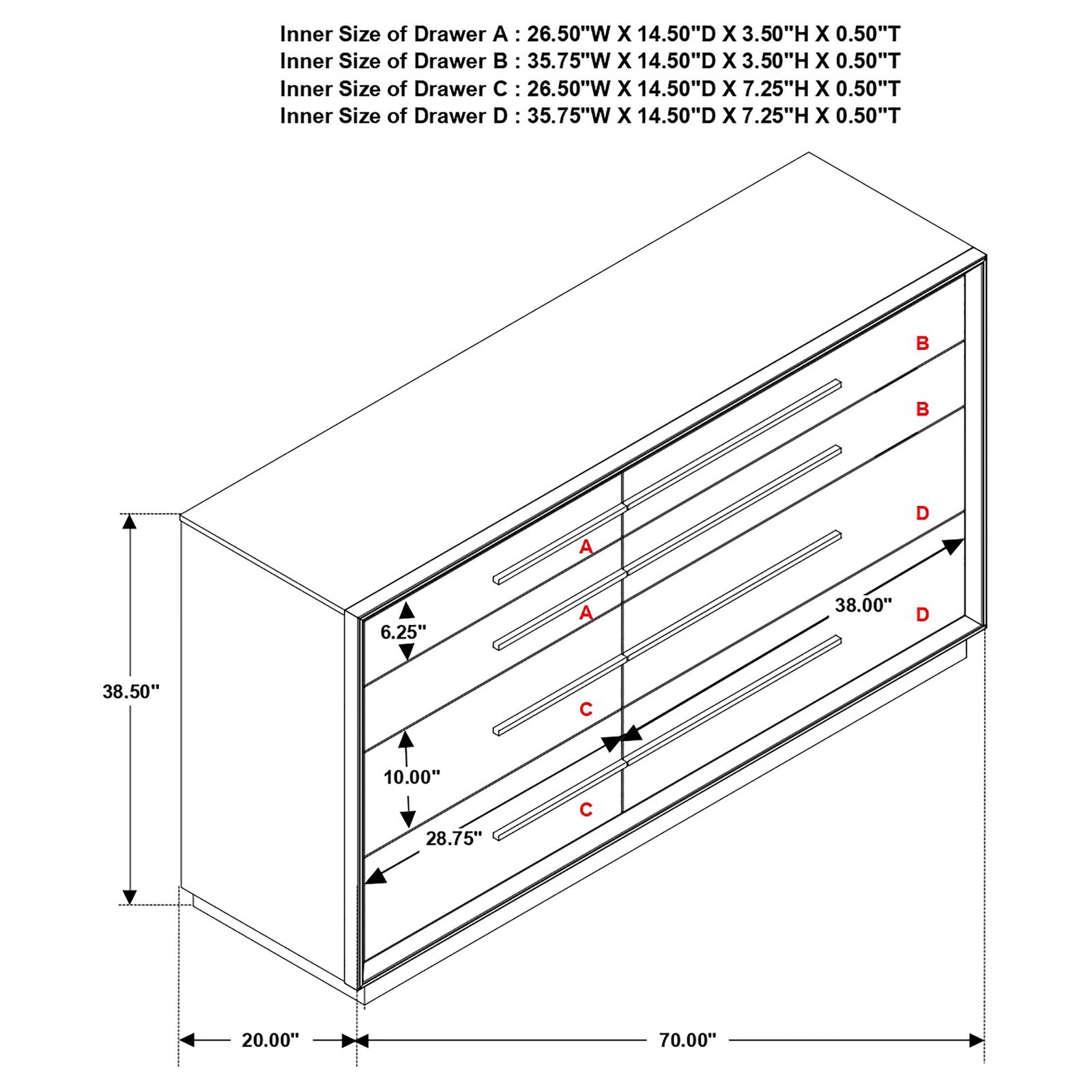 Dresser dimension diagram