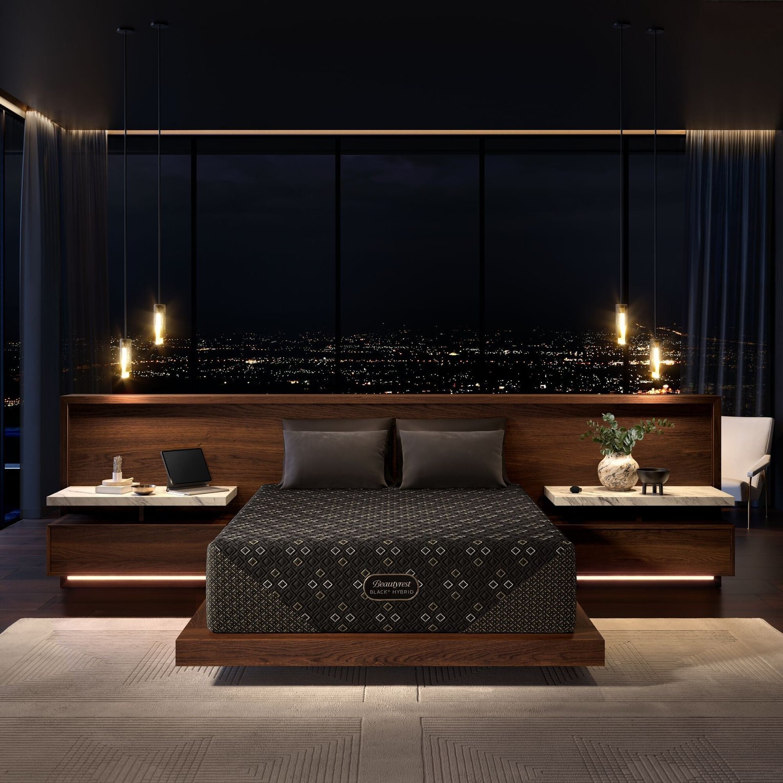 JPEG_Small-BR26_NL_BlackHybridXCS_SeriesFive_PL_Room_Front_4e7f68f4-70bd-4745-95fa-17eae03df9cb Beautyrest Black XCS Series Five Plush Hybrid Mattress - Image 1
