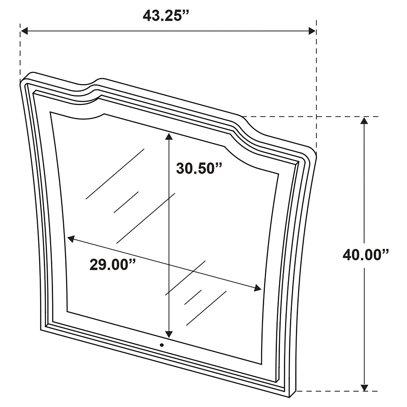 Lorient mirror dimension diagram — Black finish