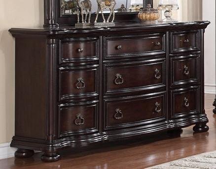 McFerran B366 matching nine-drawer dresser, dark wood finish
