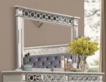 McFerran Home Furnishing B1689 Silver & Grey Velvet Bedroom Set - Image 2