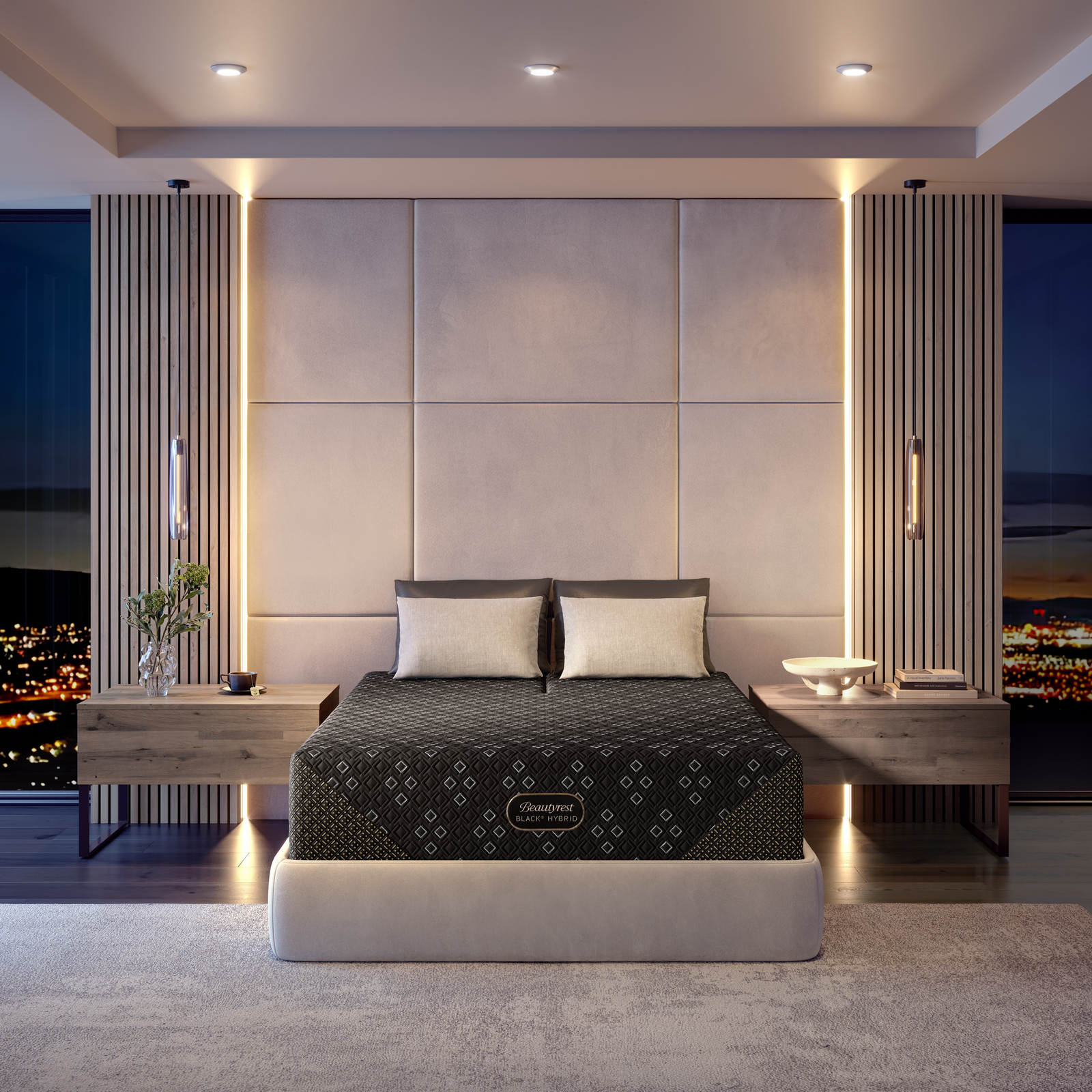 PNG_Small-BR26_NL_BlackHybridXCS_SeriesThree_PL_Room_Front_SplitQN-1 Beautyrest Black XCS Series Three Plush Hybrid Mattress - Image 1