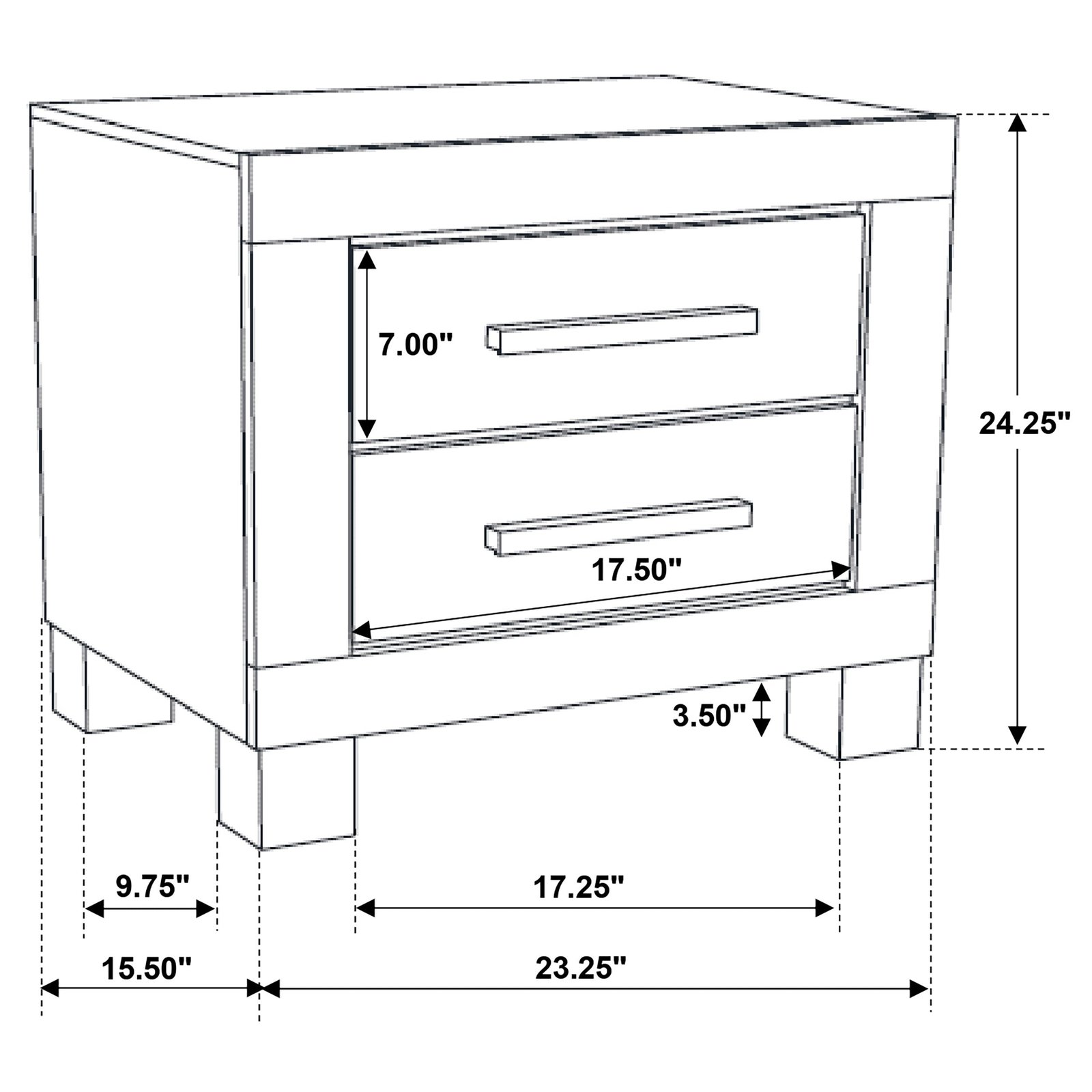 Nightstand dimension diagram
