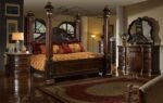 McFerran Home Furnishings B6005 Canopy Bedroom Set – Traditional Carved Solid Wood in Rich Brown Finish - Image 2