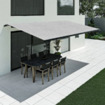 Store banne 6 x 4 mètres, modèle Premium avec semi-coffre, 6000 x 4000 mm, gris clair, avec commande manuelle à manivelle, configurer individuellement