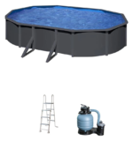 Gre Piscine acier gris anthracite Louko ovale 6,34 x 3,99 x 1,22 m – Image 3