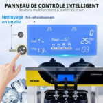 Machine à Crème Glacée Molle de Comptoir VEVOR 22-30 L/h Sorbetière à Glace Pré-Réfrigération Décongélation en Un Clic avec 2 Trémies et 2+1 Saveurs – Image 6