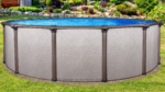 Piscine hors-sol ronde Melenia de 27 pi x 54 po – Dotée de margelles supérieures couleur bronze métallisé