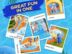 Parc aquatique gonflable 5 en 1, comprenant un toboggan aquatique gonflable avec souffleur d'air, un mur d'escalade, une zone de double saut, une pataugeoire, un canon à eau, etc. – Image 4